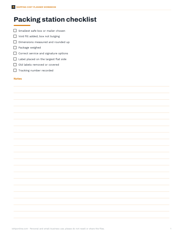 Preview of Printable Packing Station Checklist